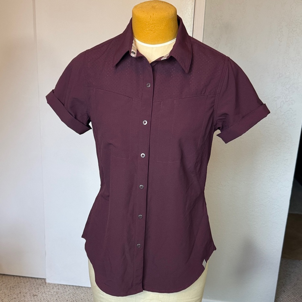 5.11 Tactical Women's Short Sleeve Button Down Shirt in Deep Plum